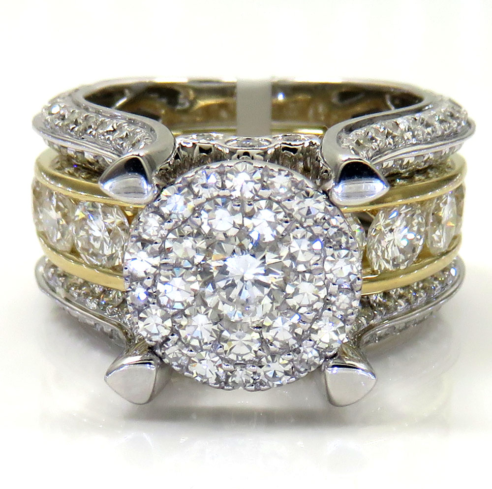 14k white and yellow gold diamond engagement ring 4.56ct