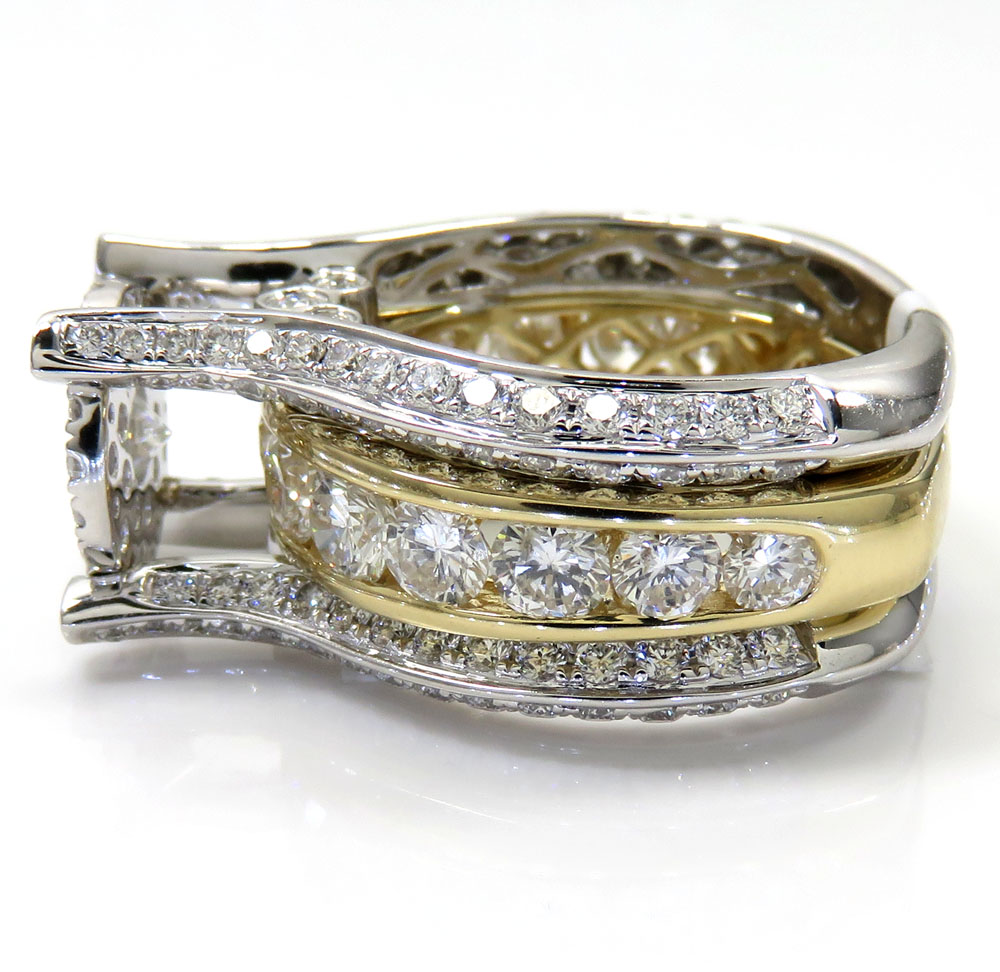 14k white and yellow gold diamond engagement ring 4.56ct