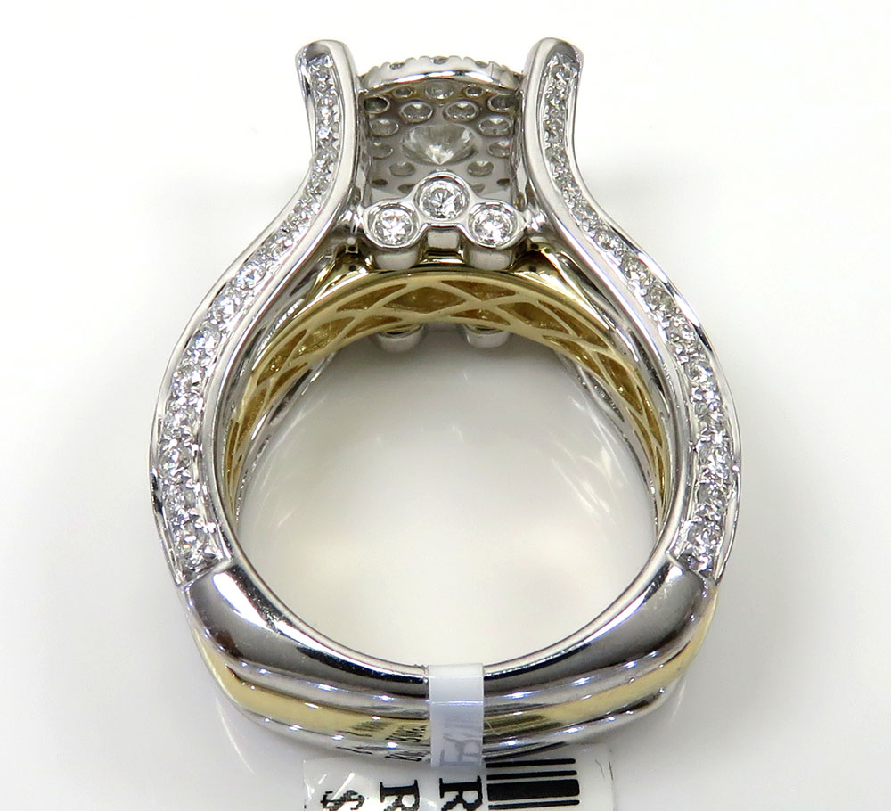 14k white and yellow gold diamond engagement ring 4.56ct