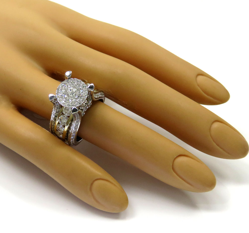 14k white and yellow gold diamond engagement ring 4.56ct