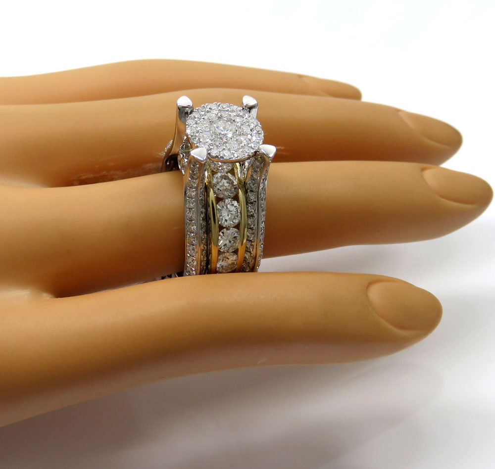14k white and yellow gold diamond engagement ring 4.56ct