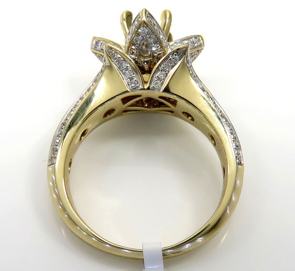 14k yellow gold semi mount diamond flower ring 0.86ct - Image 4