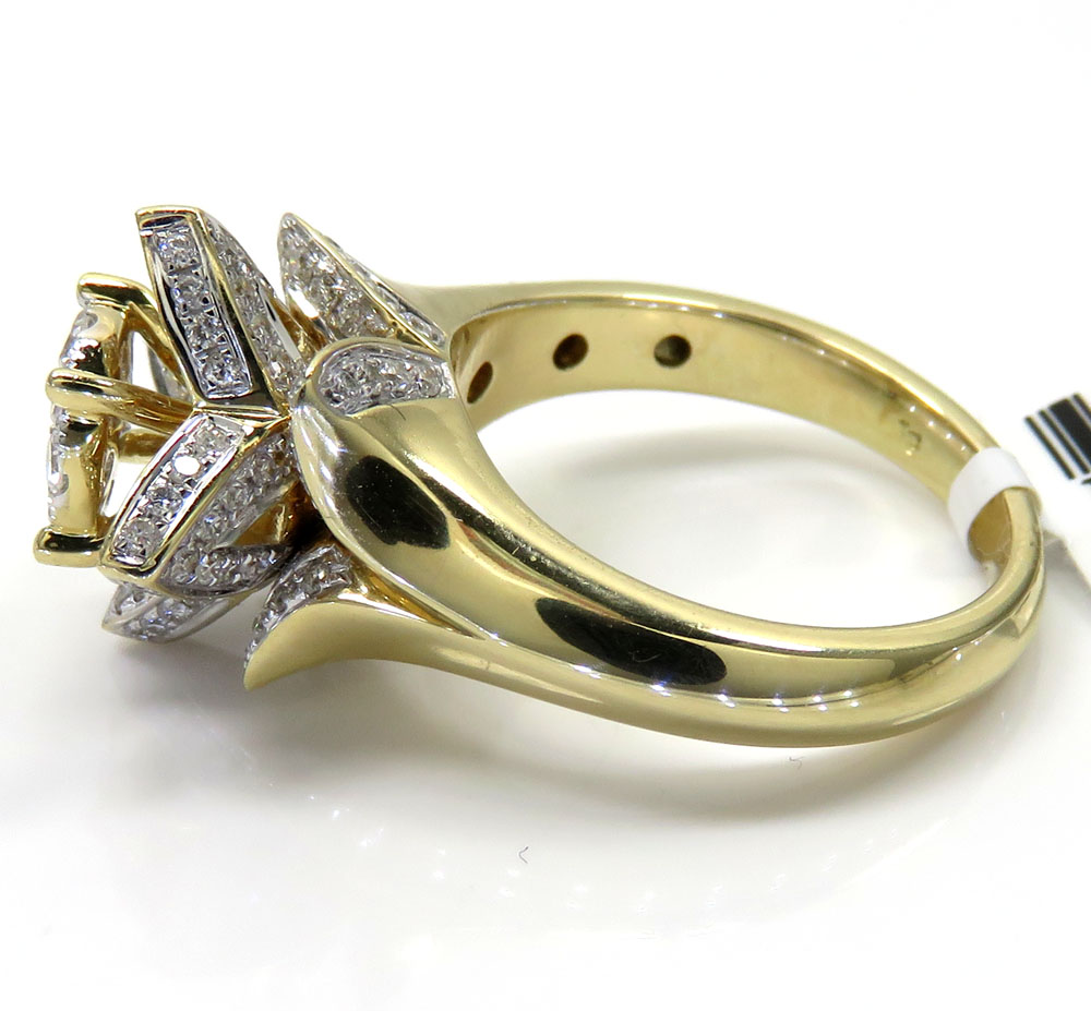 14k yellow gold flower cluster diamond engagement ring 0.94ct