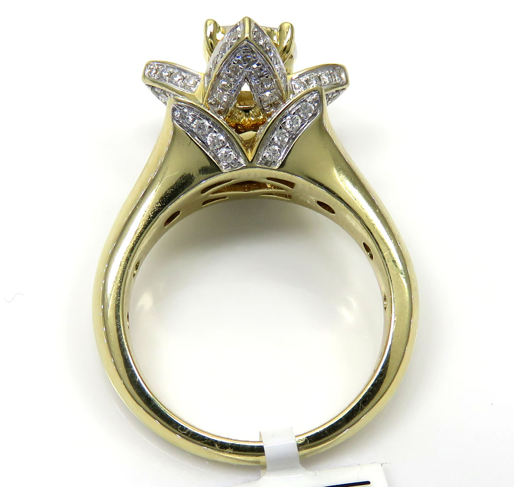 14k yellow gold flower cluster diamond engagement ring 0.94ct