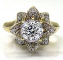 14k yellow gold flower cluster diamond engagement ring 0.94ct