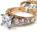 14k rose gold two row semi mount diamond engagement ring set 2.19ct
