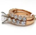 14k rose gold two row semi mount diamond engagement ring set 2.19ct