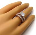 14k rose gold two row semi mount diamond engagement ring set 2.19ct