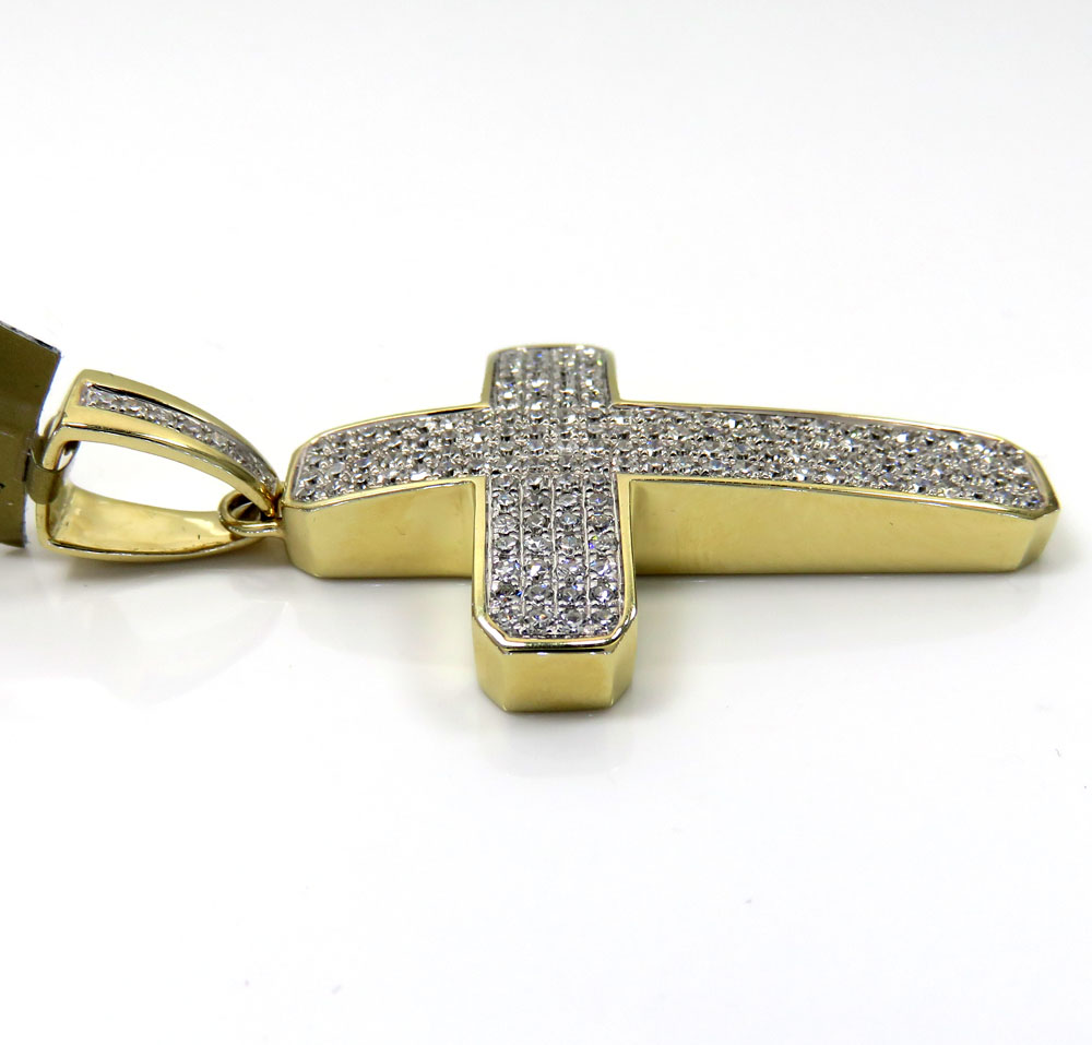 10k yellow gold 4x4 solid frame diamond cross 1.46ct