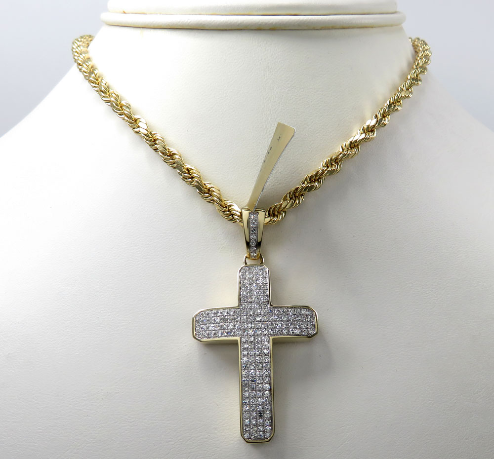 Buy 10k Yellow Gold 4x4 Solid Frame Diamond Cross 1.46ct Online at SO ...