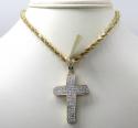 10k yellow gold 4x4 solid frame diamond cross 1.46ct