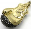 10k yellow gold black diamond boxing glove pendant 1.25ct