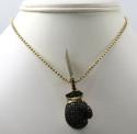 10k yellow gold black diamond boxing glove pendant 1.25ct