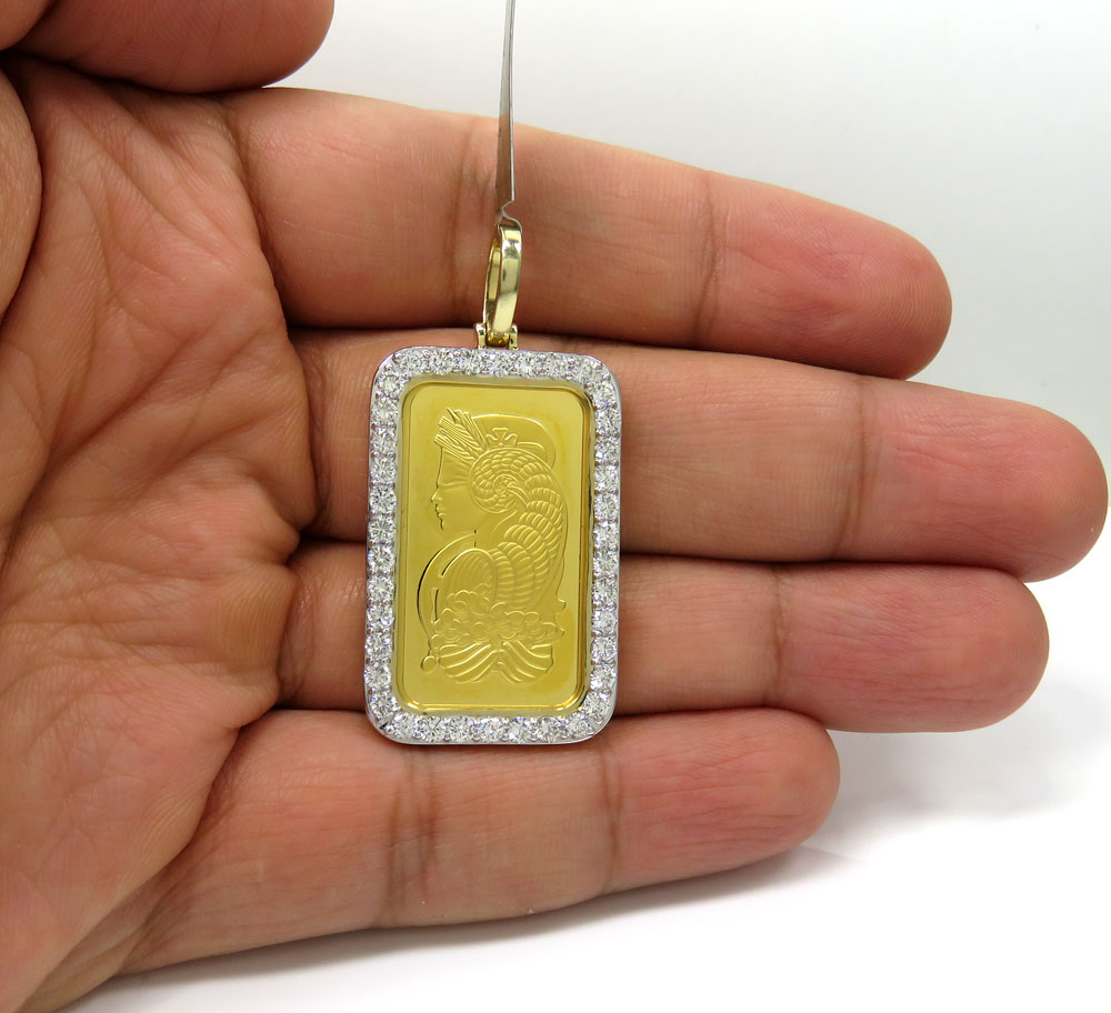 24k gold medium lady fortuna diamond pendant 2.13ct