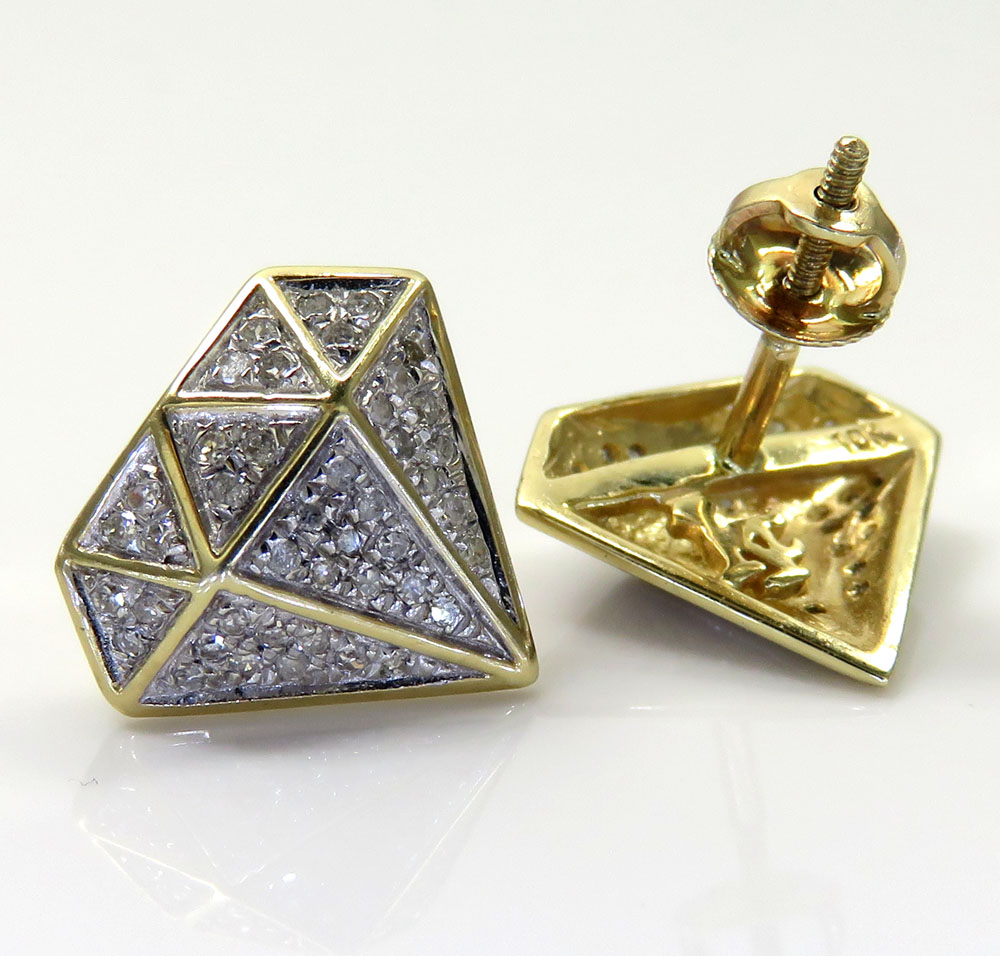 10k yellow gold diamond logo earrings 0.24ct