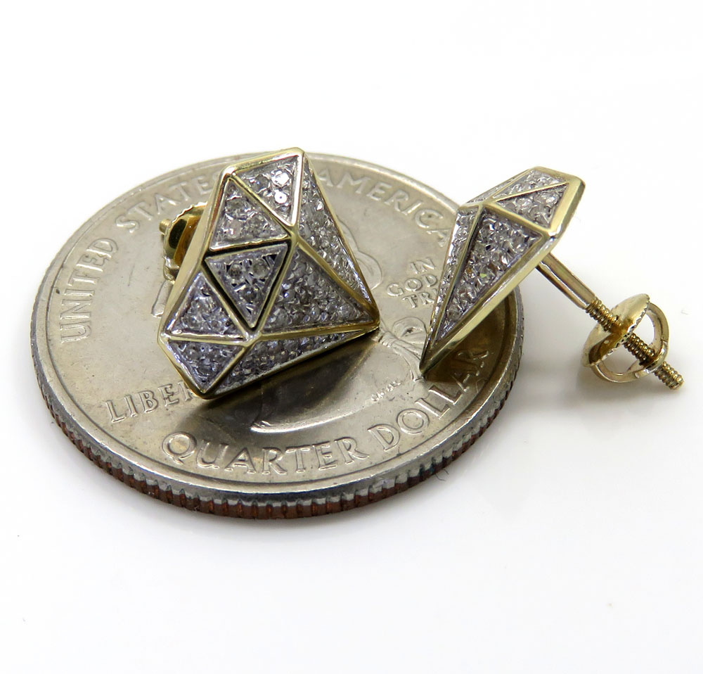 10k yellow gold diamond logo earrings 0.24ct - Image 3