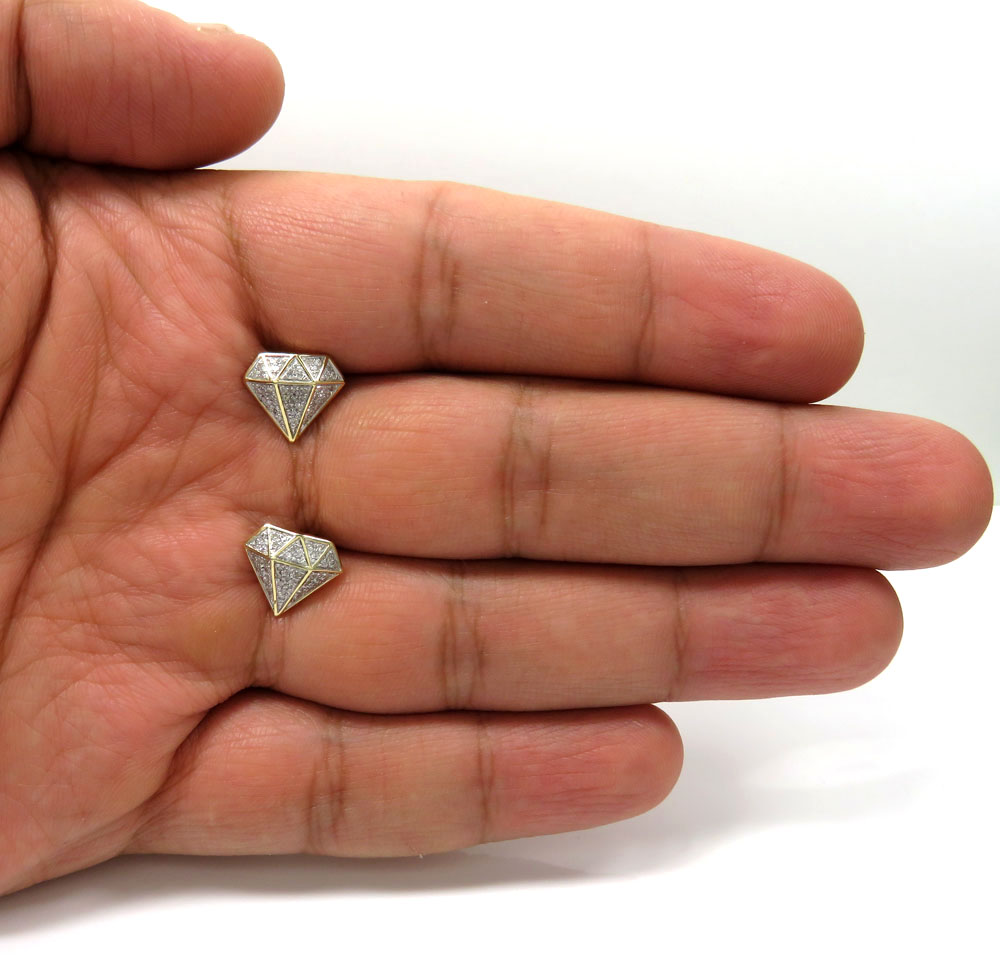 10k yellow gold diamond logo earrings 0.24ct - Image 4