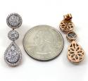 14k rose gold cluster diamond tear drop earrings 1.97ct
