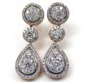 14k rose gold cluster diamond tear drop earrings 1.97ct