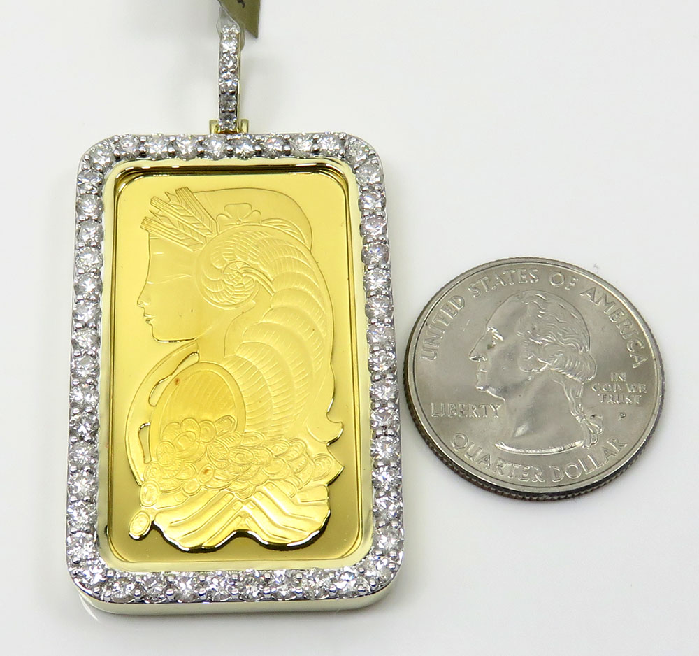 24k gold large lady fortuna diamond pendant 3.59ct