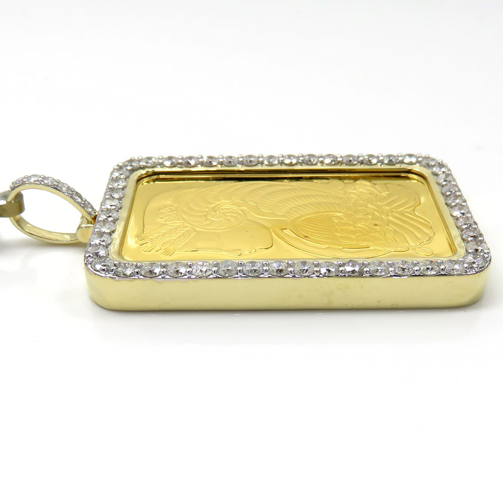 24k gold large lady fortuna diamond pendant 3.59ct