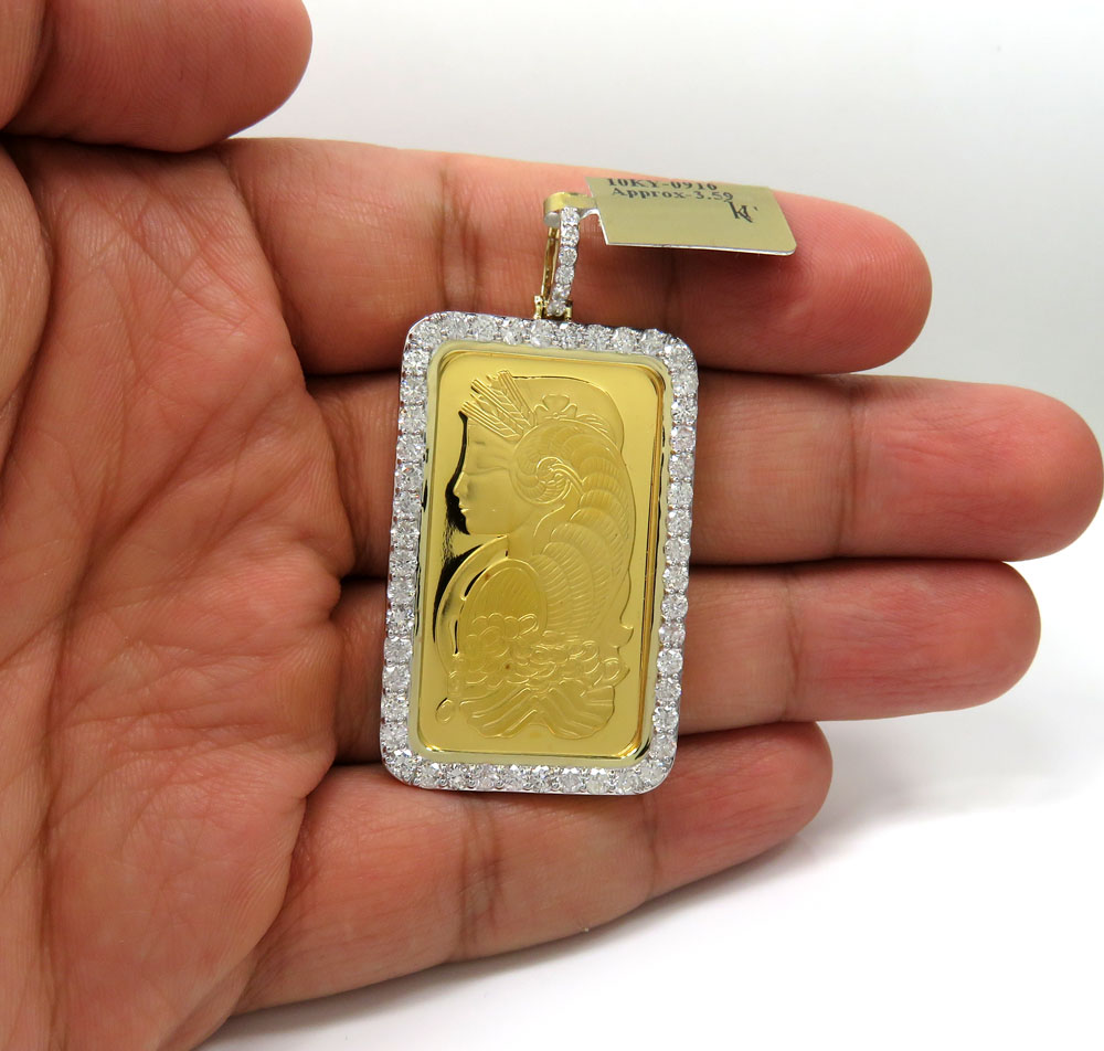 24k gold large lady fortuna diamond pendant 3.59ct - Image 5