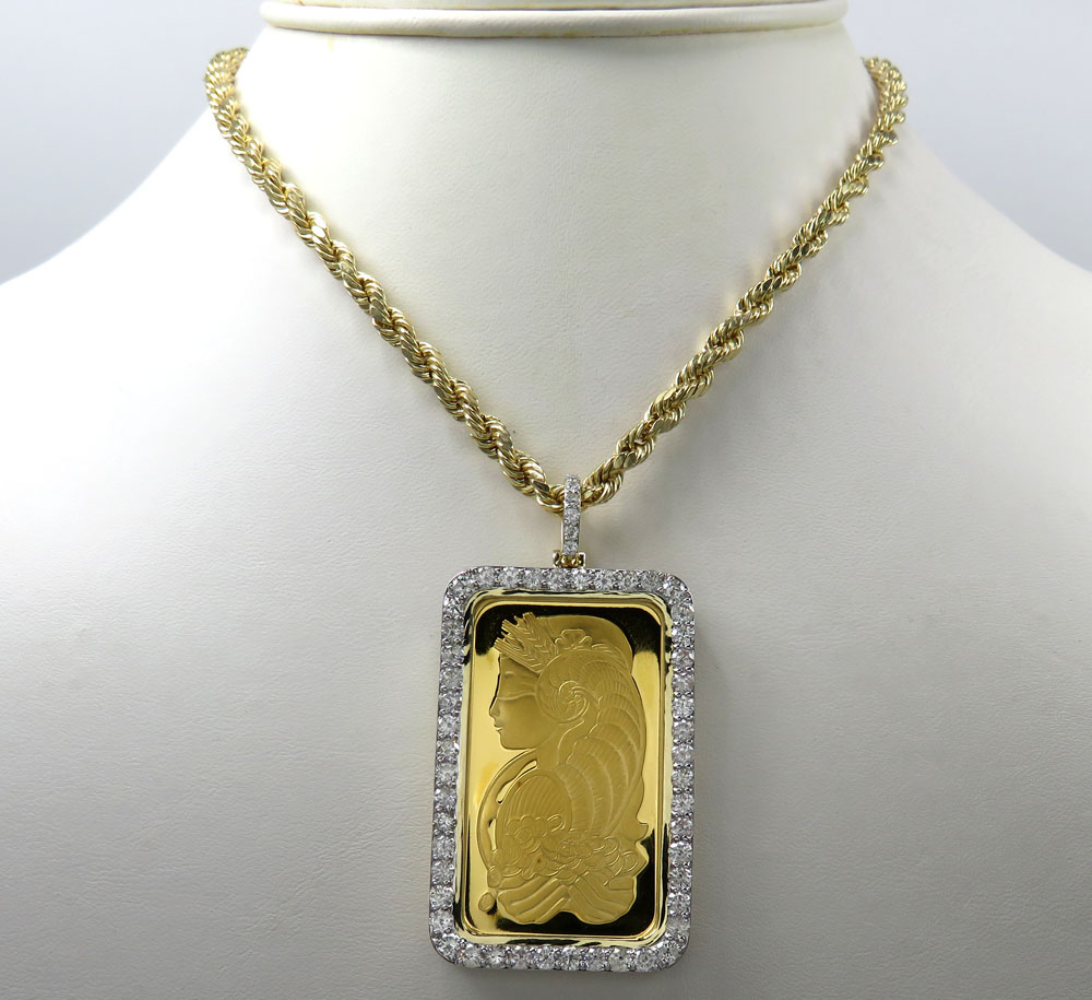 24k gold large lady fortuna diamond pendant 3.59ct - Image 6