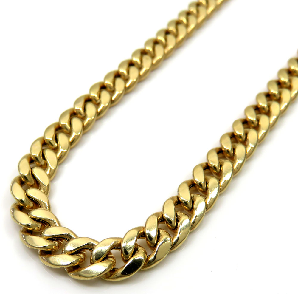 10k yellow gold hollow boxed lock miami chain 18-28 inch 5.5mm