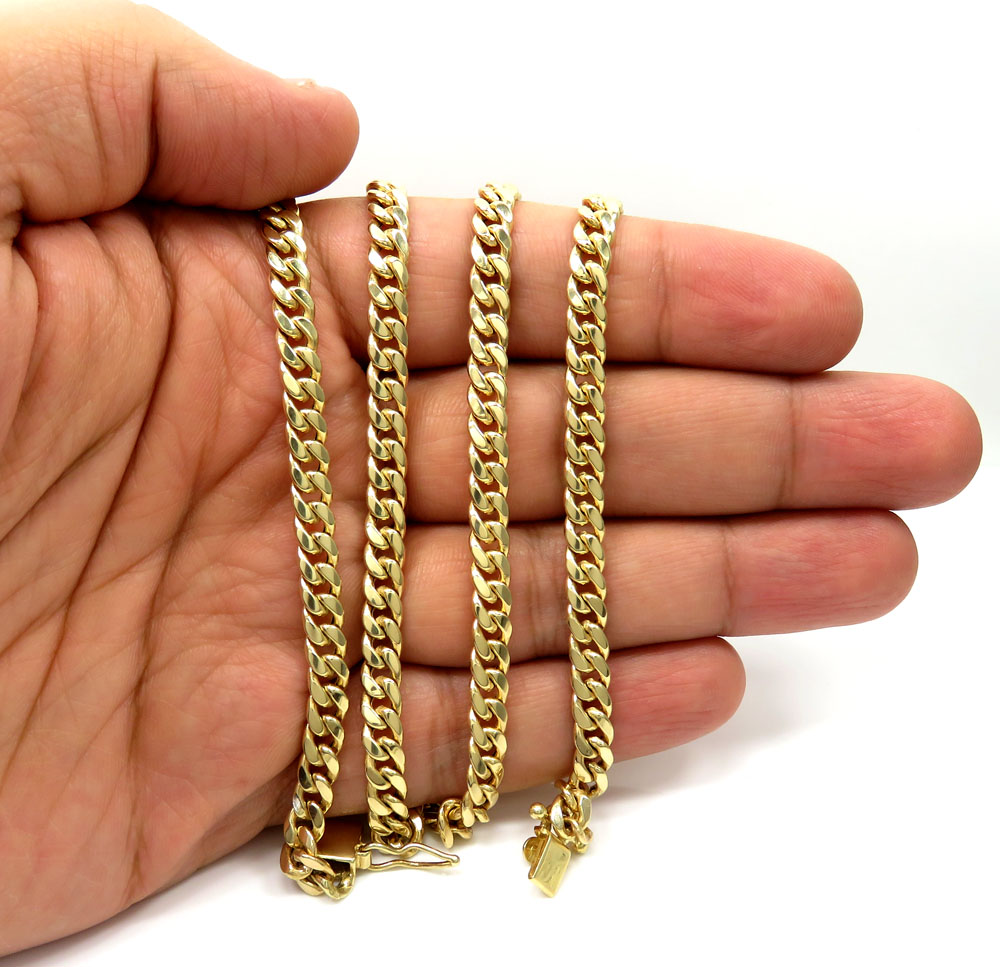 10k yellow gold hollow boxed lock miami chain 18-28 inch 5.5mm