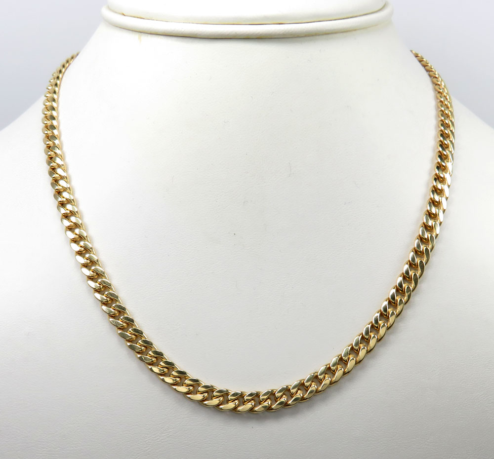 10k yellow gold hollow boxed lock miami chain 18-28 inch 5.5mm