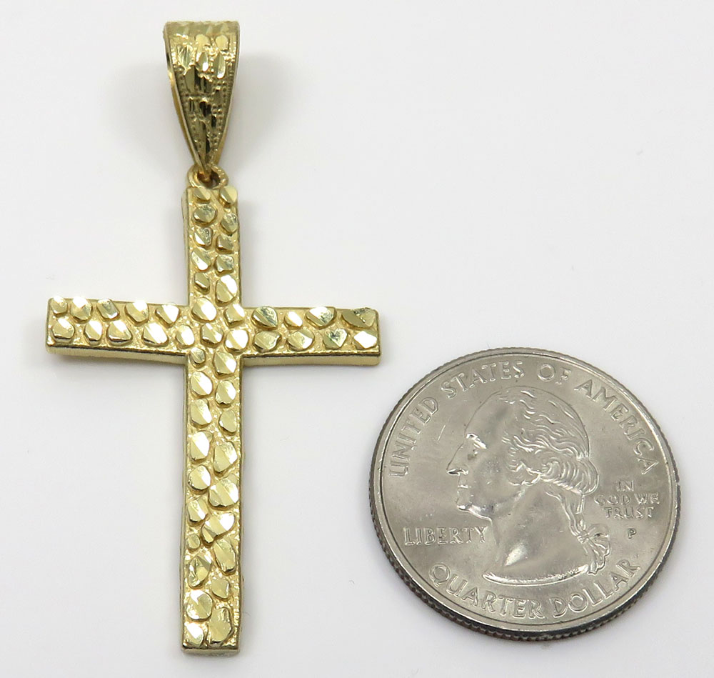 10k yellow gold medium nugget cross 