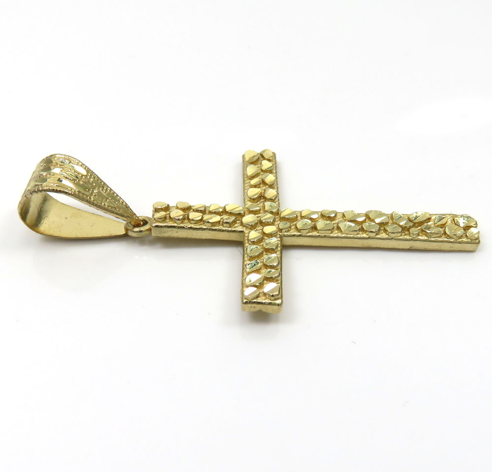 10k yellow gold medium nugget cross - Image 3