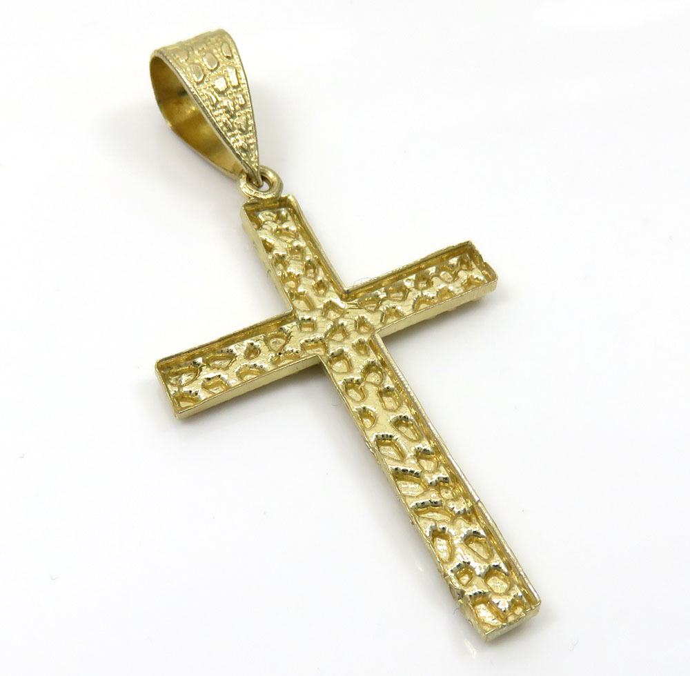 10k yellow gold medium nugget cross - Image 4
