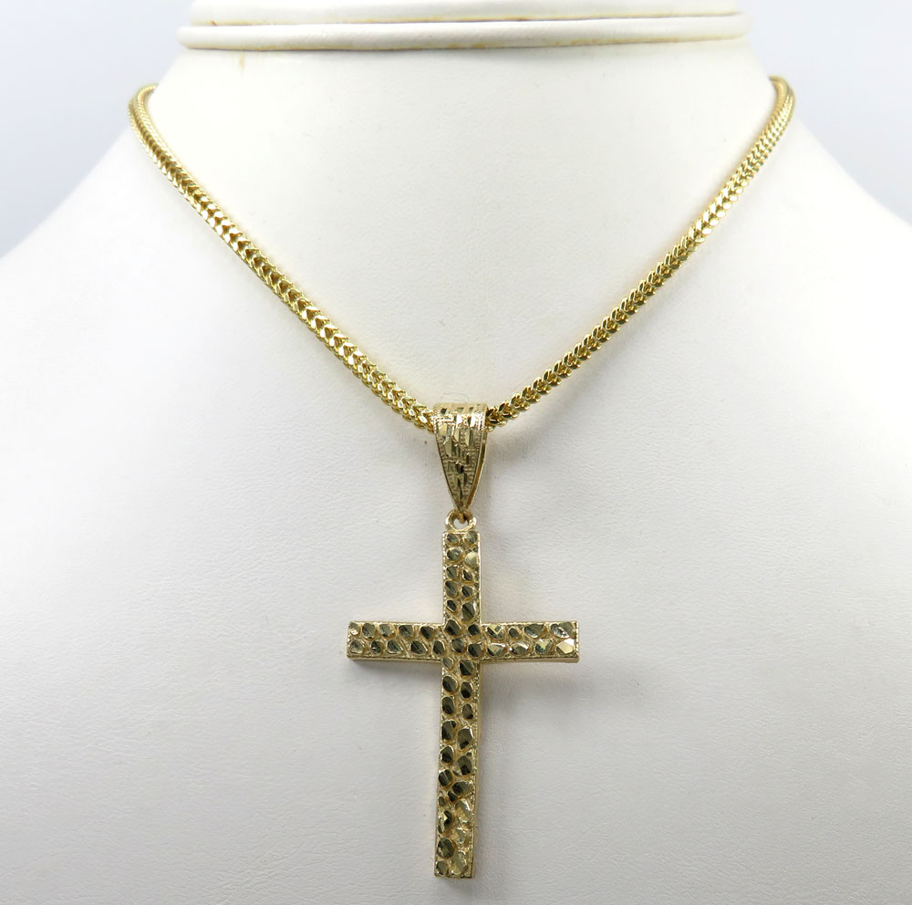 10k yellow gold medium nugget cross 