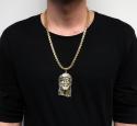 10k yellow gold two tone large jesus piece pendant 