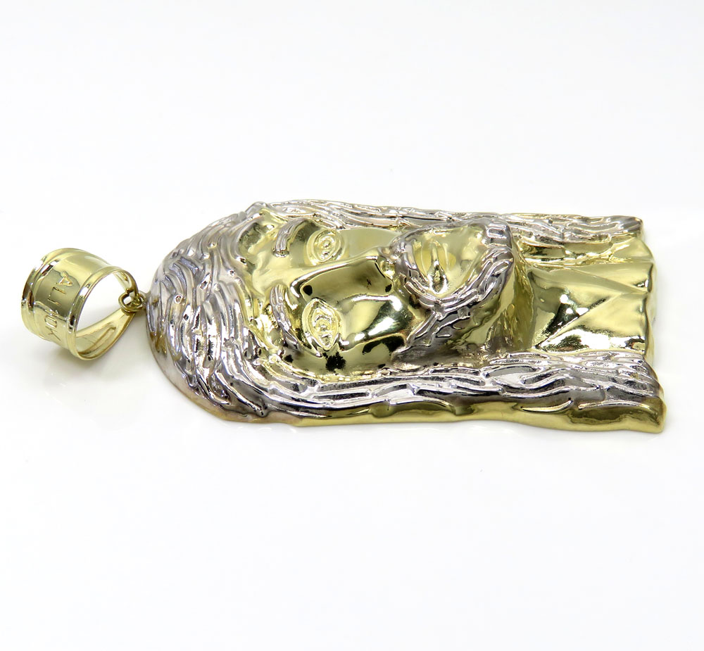 10k yellow gold two tone medium jesus piece pendant - Image 3