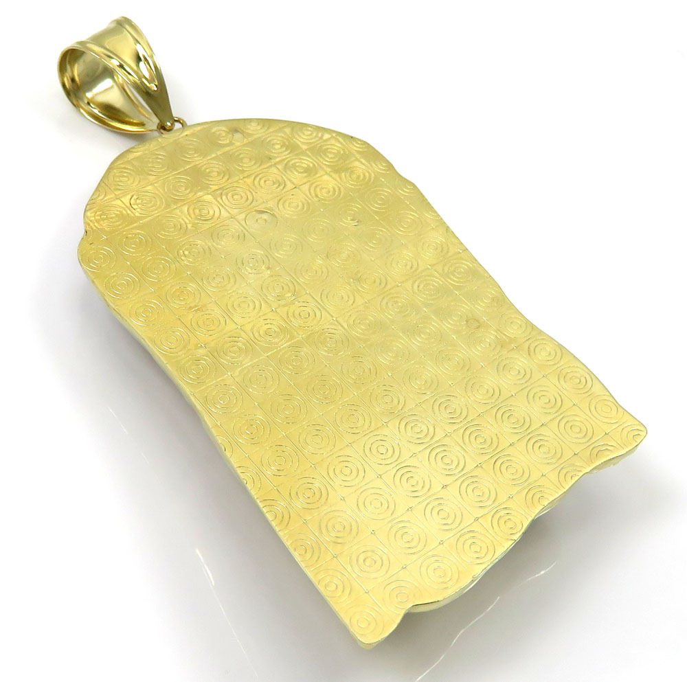 10k yellow gold two tone medium jesus piece pendant 