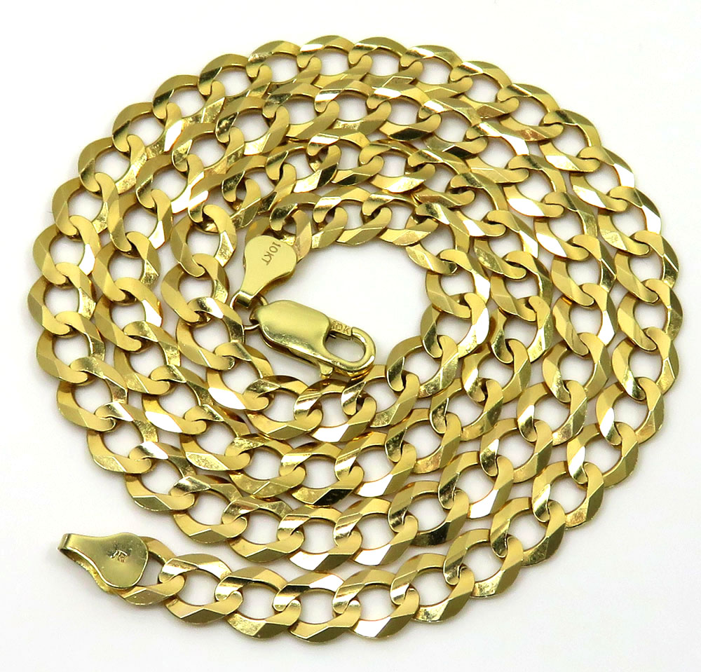 10k yellow gold solid cuban link chain 18-36 inch 7mm