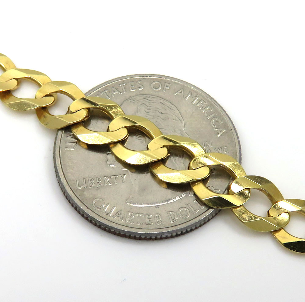 10k yellow gold solid cuban link chain 18-36 inch 7mm