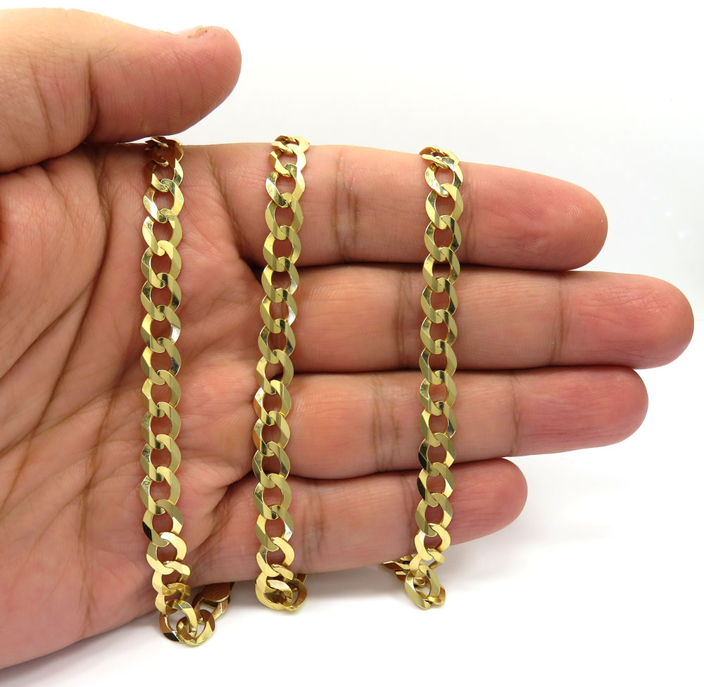 10k yellow gold solid cuban link chain 18-36 inch 7mm