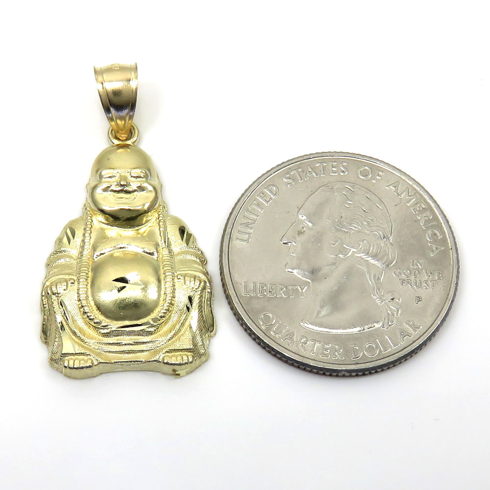 10k yellow gold small fat buddha pendant - Image 2