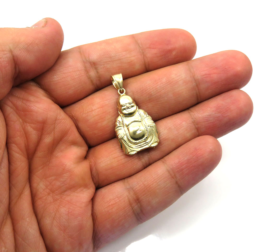 10k yellow gold small fat buddha pendant - Image 5