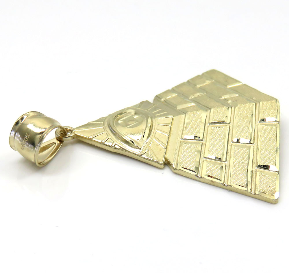10k yellow gold all seeing eye pyramid pendant 