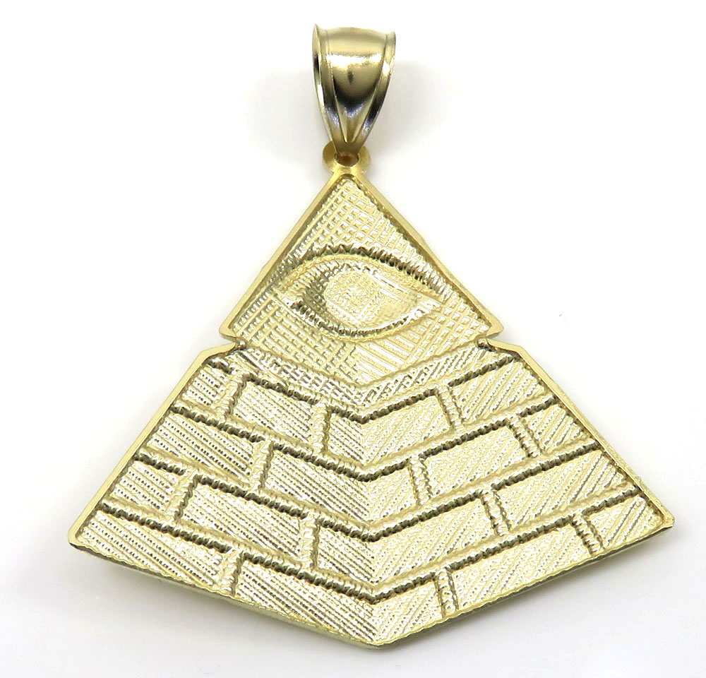 10k yellow gold all seeing eye pyramid pendant - Image 4