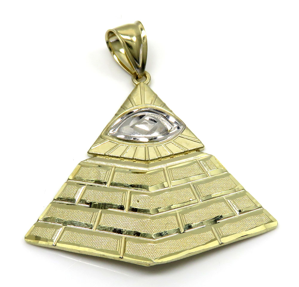 10k yellow gold all seeing eye pyramid pendant - Image 7