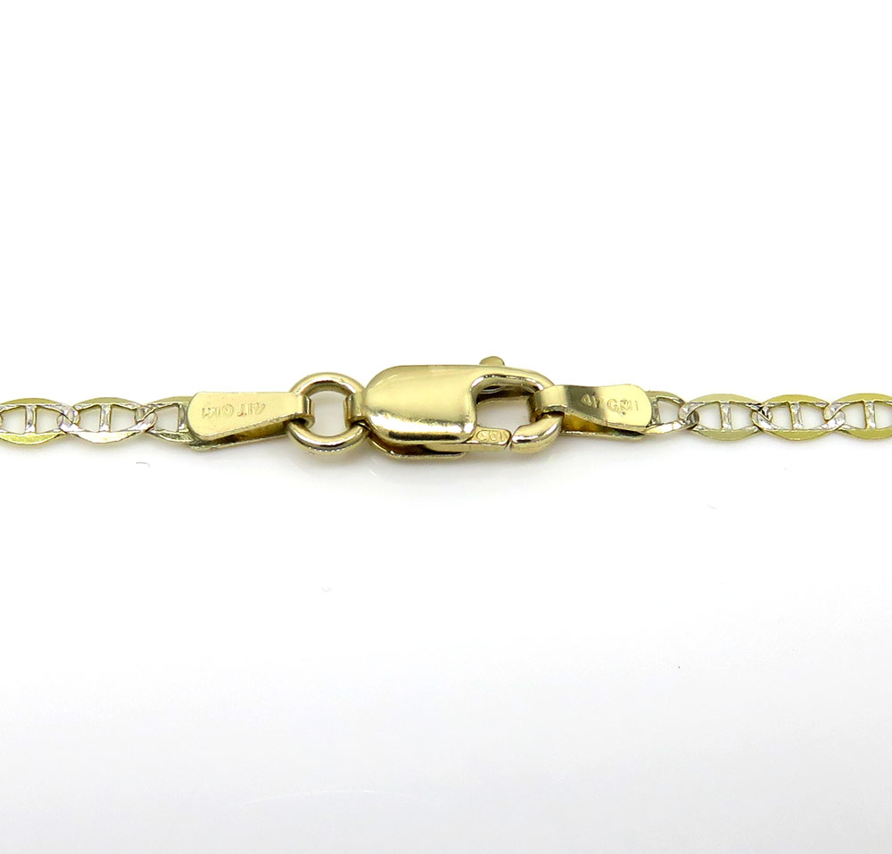10k yellow gold two tone diamond cut mariner chain 16-24 inch 2mm 