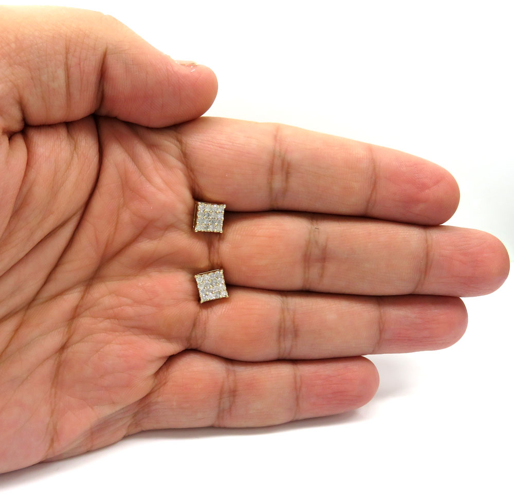 14k yellow gold 4x4 square diamond earrings 0.65ct - Image 4