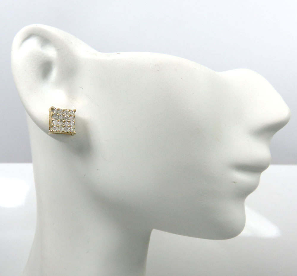 14k yellow gold 4x4 square diamond earrings 0.65ct