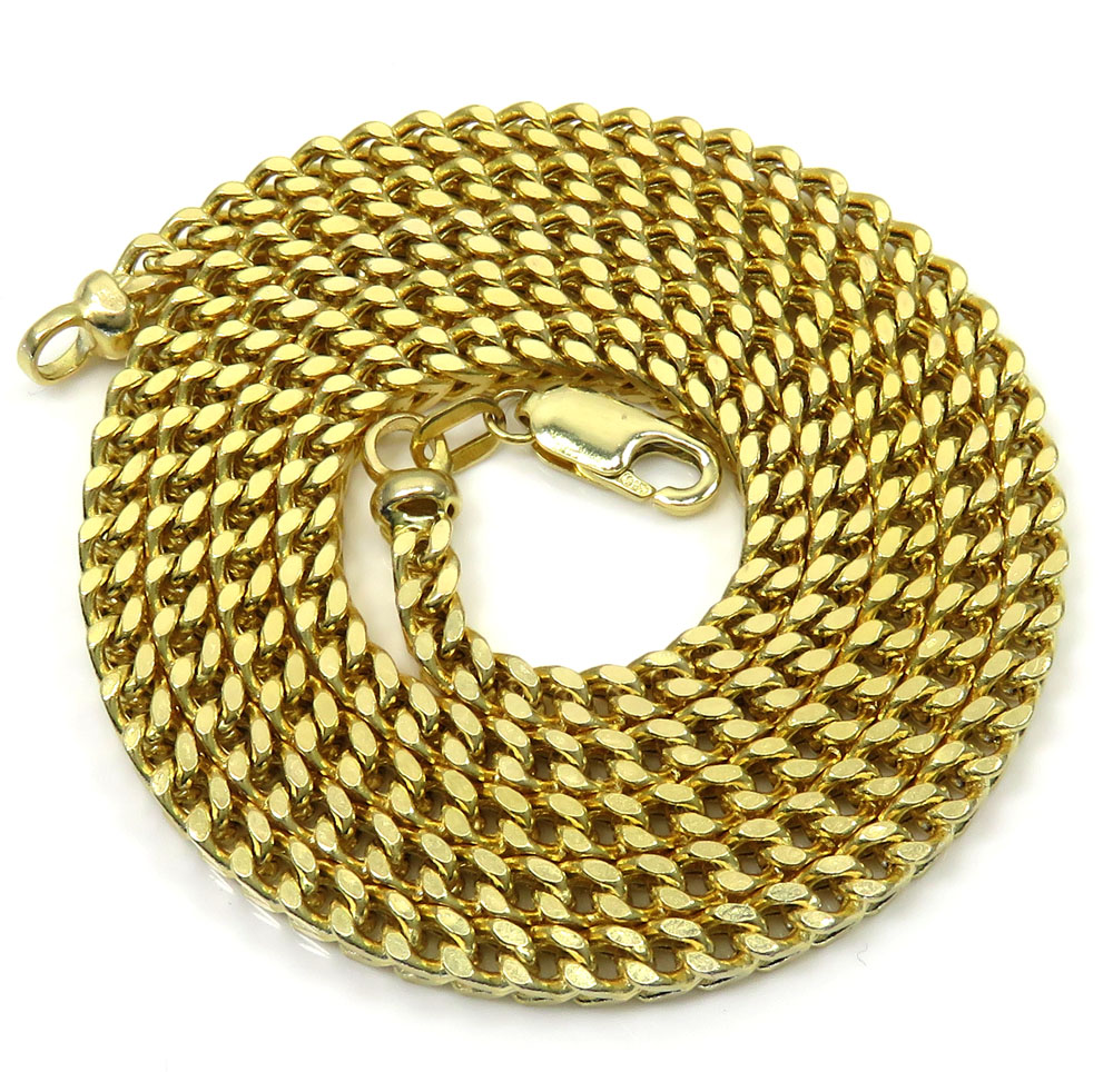 14k yellow gold hollow boxed franco chain 22 inch 3.5mm