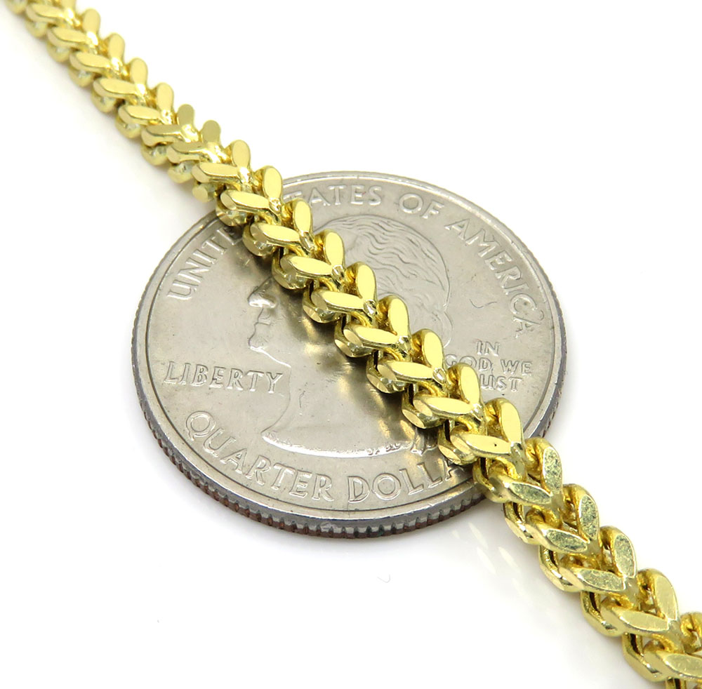 14k yellow gold hollow boxed franco chain 22 inch 3.5mm
